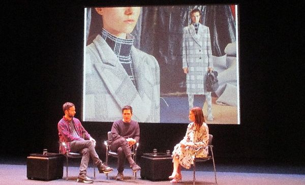 Sally Singer with Jack McCollough and Lazaro Hernandez of Proenza Schouler